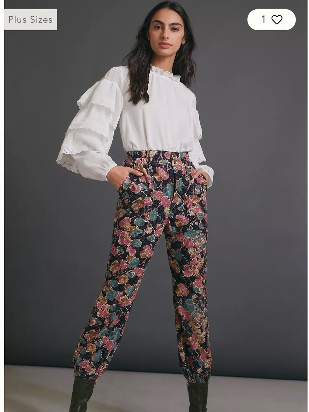 Anthropologie Anisa Floral Corduroy Joggers - size medium